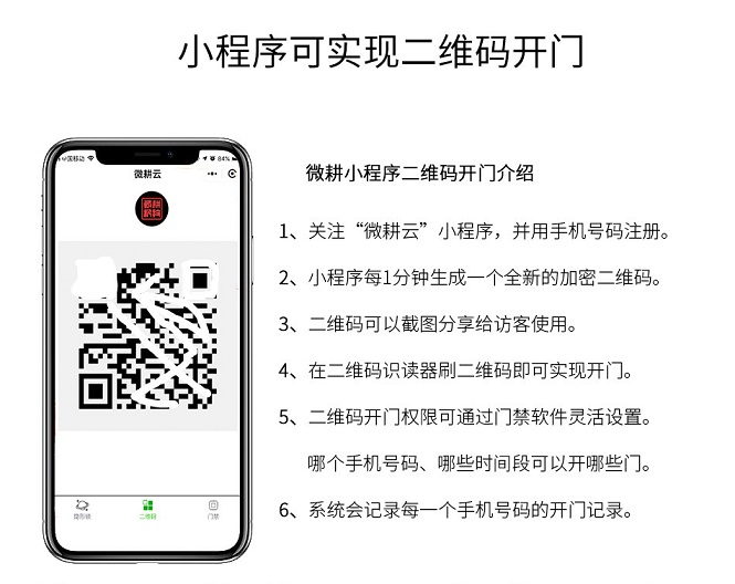 二维码开门门禁、微信小程序开门、手机APP开门